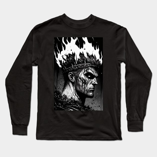 Fierce King of Fire Illustration Long Sleeve T-Shirt by TheArtfulAllie